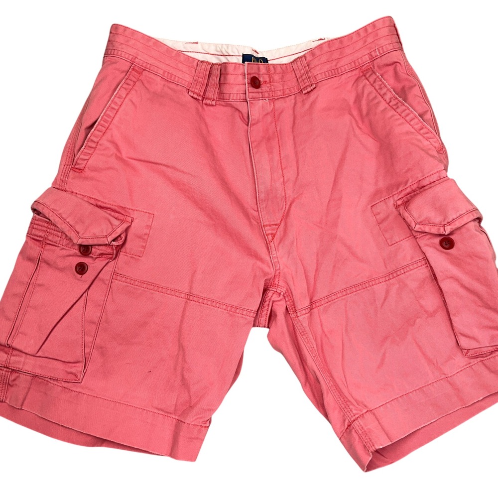 Polo Ralph Lauren Shorts Mens 36W 10L Salmon Pink Cargo Relaxed Fit Beachy Twill
